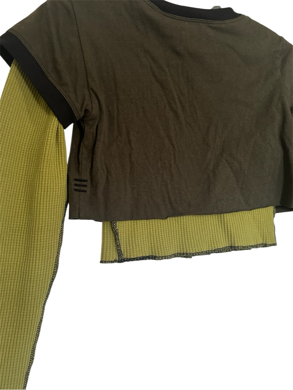 BDG Urban Outfitters Olive Green Layered Crop Top with Sleeves - Picture 5 of 7